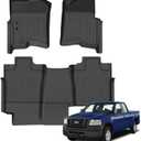 Floor Mats for 2004-2008 Ford F-150 SuperCrew Cab & for Lincoln Mark LT Crew Cab 2006-2008 All Weather TPE Floor Liners Custom Fit for 2008 F-150 1st & 2nd Row Anti-Slip Full Set Car Mats