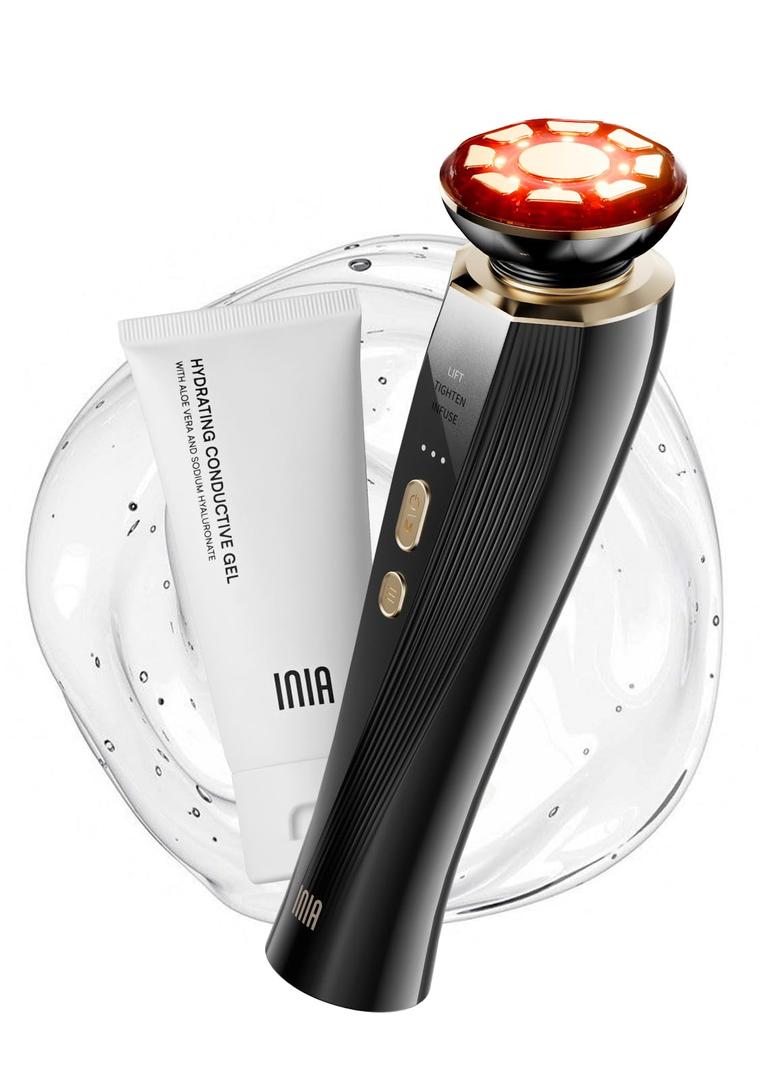 INIA 3-in-1 Skin Tightening Device True Beauty Glow Facial Massager Red Light Therapy for Face and Neck