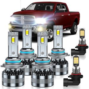 Compatible with 2013-2015 Dodge Ram 1500 2500 3500(with Projector Version) Bulbs, High Low Beam 9005/H10/9145 Fog Light Bulbs, 40000LM 600% Brightness, 6000K and 3000K Combo, Pack of 6