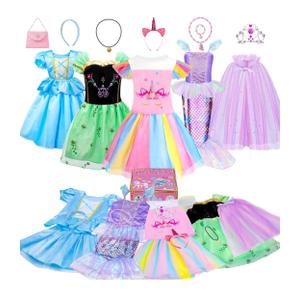 Meland Princess Dress Up - Dress Up Clothes for Girls with Toys,Christmas Birthday Gift for Toddler Girls 3,4,5,6,7,8 Years