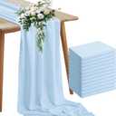 Horbaunal 12 Pack Baby Blue Chiffon Table Runners 10FT Sheer Chiffon Runner 29x120 Inches Romantic Boho Rustic Table Runner for Wedding Party Bridal Baby Shower Table Decorations
