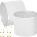 Lampshade Set of 2, Drum Lamp Shade 15" Top x 15" Bottom x 12" High (Spider) White Linen Lamp Shades for Table Lamp, Bedside Lamp, Natural Handcrafted Replacement Lampshades, Easy Assembly Required