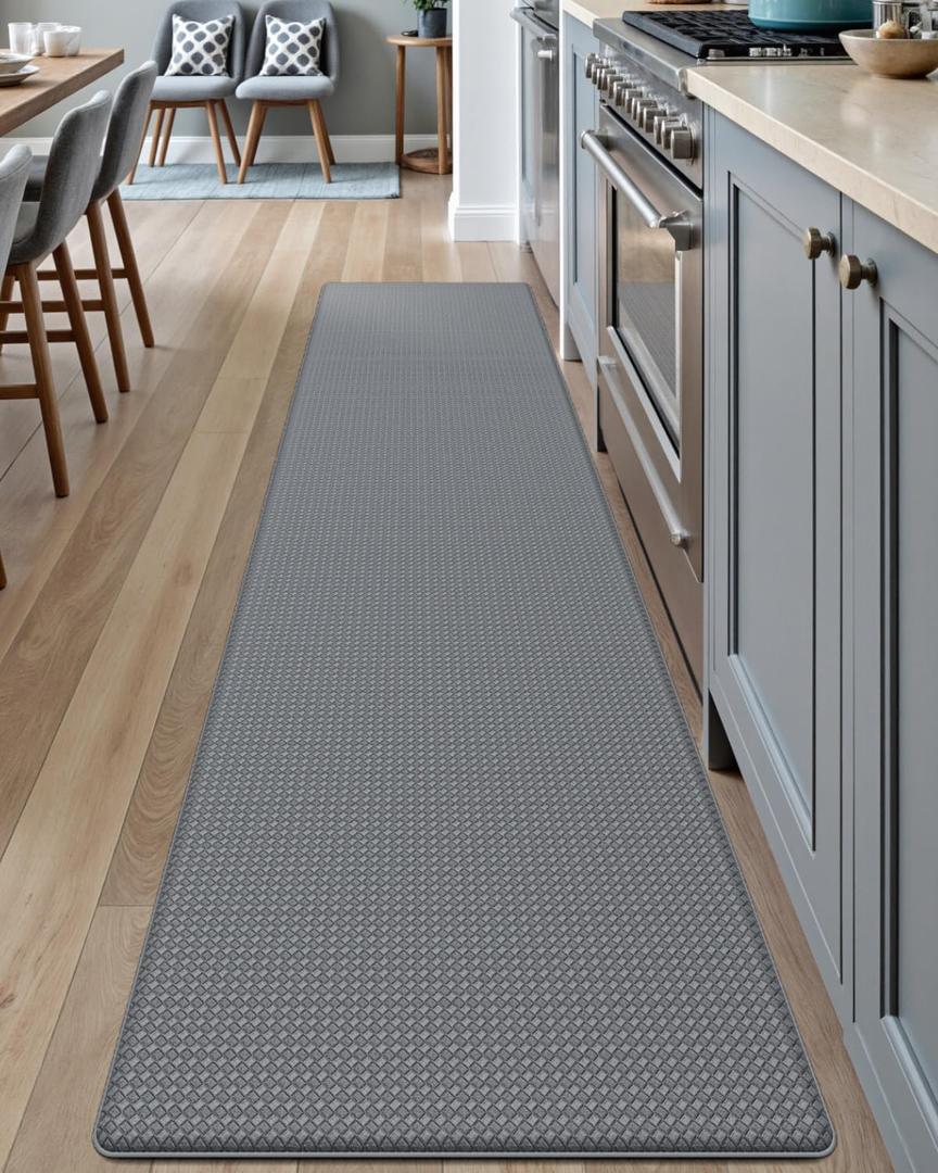 DEXI Kitchen Floor Mats Cushioned Anti Fatigue, 17x95, Long Standing Runner Rug Waterproof, Comfort Memory Foam Padded for Front Sink Laundry, Grey