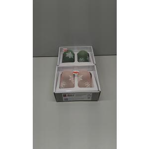 Tabletops Gallery 4 Piece Pink and Green Snowflake Soda Can Glass Set