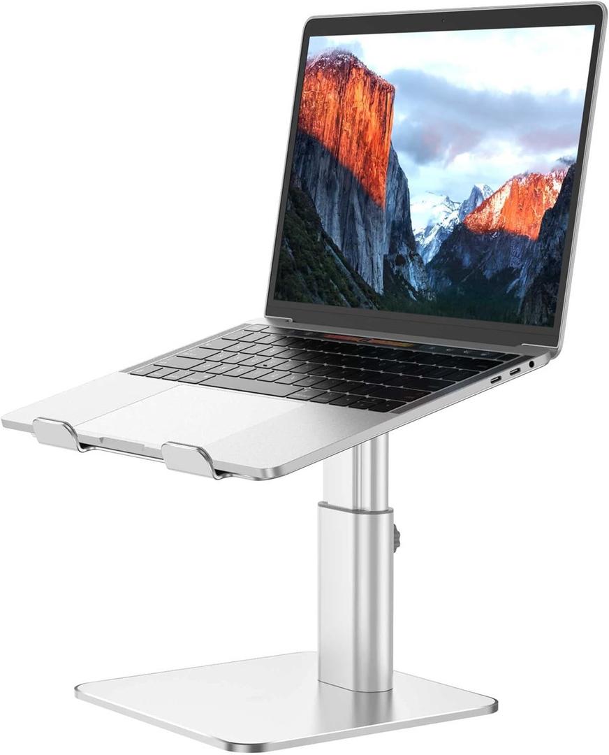 BESIGN LSX6N Laptop Stand, Ergonomic Adjustable Notebook Riser Holder, Computer Stand Compatible with Air, Pro, Dell, HP, Lenovo More 10-15.6" Laptops, Silver (Standard for Sit Work(H5.60-8.6in)