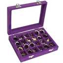 Vicoter Velvet Jewelry Box 24 Grid Jewelry Ring Display Organiser Box Tray Holder Earrings Storage Case for Girls Wife Mom Women (Purple)