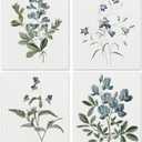 BESERH Blue Wild Indigo Floral Wall Decor, Rustic Botanical Wall Art Prints, Cottagecore Aesthetic Flower Posters for Bedroom Living Room Home Office, 8x10 Inches Set of 4 Unframed