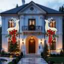 2 Pcs Solar Stake Christmas Outdoor Decorations Garden Stake Decor LED Christmas Reindeer Stakes for Garden Lawn Yard (Reindeer) White