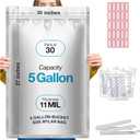 BELLE KR 30 Pcs 5 Gallon Mylar Bags With 2000CC Oxygen Absorbers - Perfect Bucket Size - 11 Mil Thick - With Sticker Labels and Closure Clip - Smell Proof, Heat Resealable Large Mylar Bag (Silver)