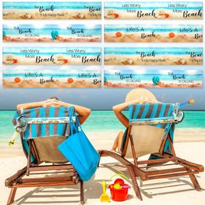 Boao 8 Pack Towel Bands for Beach Chair, Pool & Cruise Essentials, Elastic and Windproof, Towel Chair Clips Lounge Strap Holder, Cruise Ship Accessories (Beach)