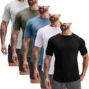 GYM REVOLUTION Men's 5 Pack Workout Gym Hipster Curved Hem Muscle Fitness Hip Hop T Shirts (Medium)