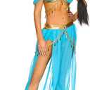 Spooktacular Creations Arabian Princess Costume Women, Fairy Dance Outfit Adult Teal Fancy Set for Halloween Cosplay Parites (Large)