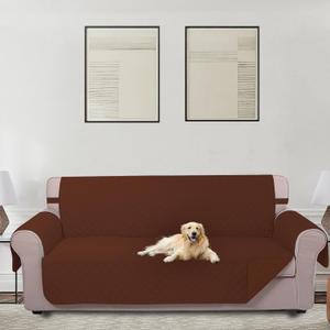 U-NICE HOME Reversible Sofa Cover Couch Cover for Dogs with Elastic Straps Water Resistant Furniture Protector for Pets Couch Cover for 3 Cushion Couch (Sofa, Brown/Brown)