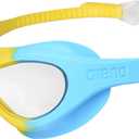 ARENA Unisex Kids Spider Swim Mask Boys and Girls Ages 2 to 5, Anti-Fog Non-Mirror Lens, Easy to Use Strap Wide View Snug Fit (Clear/Yellow/Lightblue)