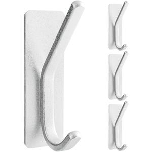 Paoli Heavy Duty Adhesive Hooks,Self-Adhesive Hooks Multiple Colors and Styles 30 lb Maximum Load for Home Schools and OfficesWhiteSet of 4 (Rectangular-Upper and Lower Hooks)