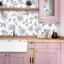 3 x Timeet 17.7In 78.7In Peel and Stick Wallpaper, Blue and White Floral Peel and Stick Wallpaper Boho Contact Paper Removable Self Adhesive Bedroom Cabinet Mural Wall Decor Vinyl Roll