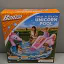 BANZAI Spray 'N Splash Unicorn Pool, Length: 78 in, Width: 60 in, Height: 32 in, Inflatable Outdoor Backyard Water Slide Splash Toy