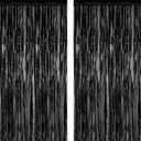 2 Pack 2026 Graduation Party Decorations, 3.28 FT x 7.05 FT Black Backdrop, Metallic Halloween Decorations Photo Backdrop Fringe Curtains Tinsel Backdrop Foil Streamer, Grad Party Supplies