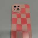 KANGHAR Compatible with iPhone 13 Case, Silicone Checkered Cute Pattern, Camera Protection Soft Slim Phone Case for Girls Women -Pink