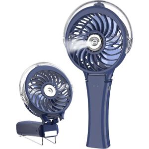 HandFan Upgraded Portable Handheld Misting Fan, Rechargeable Personal Mister Fan, Spray Water Mist Fans, Foldable Mini Cooling Hand Fans for Summer Beach Travel Concerts, Gifts for Women(Royal Blue)