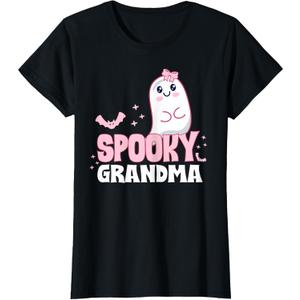 Spooky Grandma Family Cute Pink White Ghost Boo Halloween T-Shirt