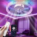 Ceiling Fans with Lights and Remote, 20" RGB Ceiling Fan with Voice/APP Control, 2 in 1 RGB+CCT Dimmable Flush Mount Smart Bluetooth Abanico De Techo for Bedroom, Kids Room and Living Room