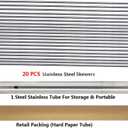 Stainless Steel Kabob Skewers - 13.2Inch Long Barbecue Skewers, Reusable Kebob BBQ Sticks for Shish Meat Shrimp (Set of 20pcs + 1 Tube Storage) (Round Skewers 35CM)