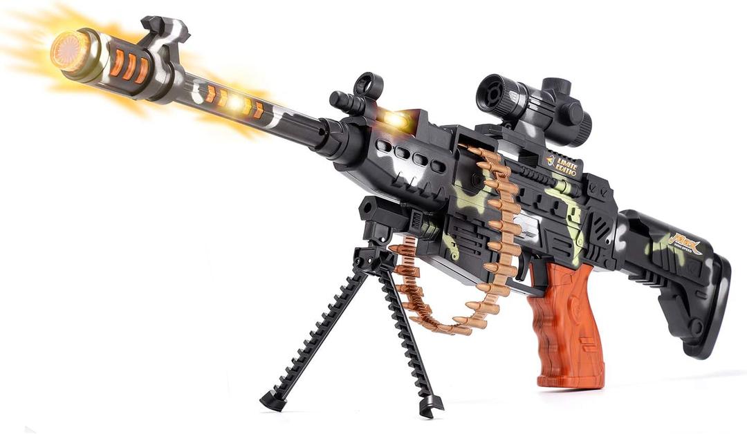Gun Toys for Boys Combat Military Mission Machine Gun Toy with LED Flashing Lights and Sound Effects for Kids Playing, 25 inches