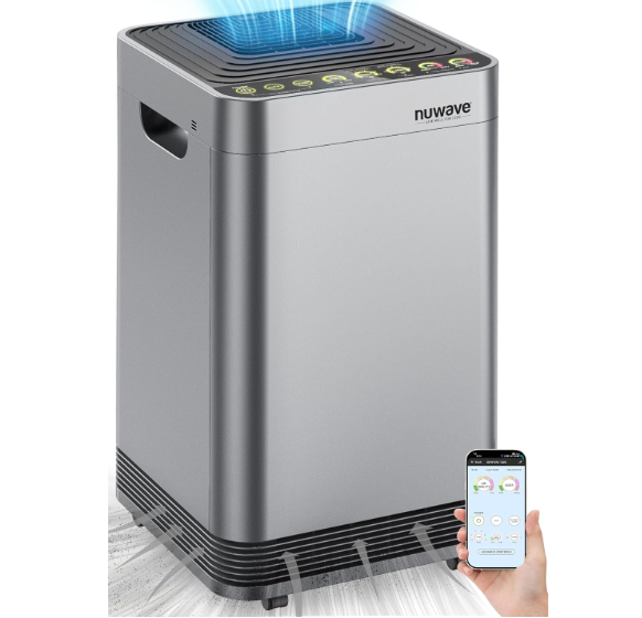 Nuwave OxyPure Zero Plus Air Purifier, Save on Filter Replacements, Covers up to 3210ft² Large Room with Powerful Motor, Captures 99.99% of Particles, Dust, Smells, Sleep Mode for Bedroom