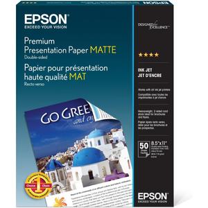 Epson Premium Presentation Paper MATTE (8.5x11 Inches, Double-sided, 50 Sheets) (S041568),Bright White