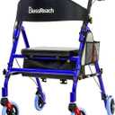 Lightweight Foldable Rollator Walkers with Seat for Seniors, 350 lb Capacity, 5-Position Adjustable Height, Premium Hybrid Rolling Walker - Aluminum and Carbon Steel (Blue)