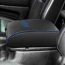 YOSRTER for Dodge Durango Accessories 2011-2018 2019 2020 Center Console Armrest Cover Interior Box Anti-Scratch Leather Central Armrest Decoration (Dark Blue Stitches)