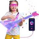 Guitar and Microphone Play Set with Glasses,Music Toys with Music&Light,Kids Karaoke Machine,Music Instruments for Toddlers,Girls,Perschool Educational Toys Gift for Children