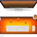 Heated Desk Pad Mouse Pad - Heated Desk Mat - Warm Desk Pad - 3 Levels Heating & 4 Hours Auto Shut-Off, PU Leather Mouse Pad - 31.5 x 13 inch(Dull Black), Large
