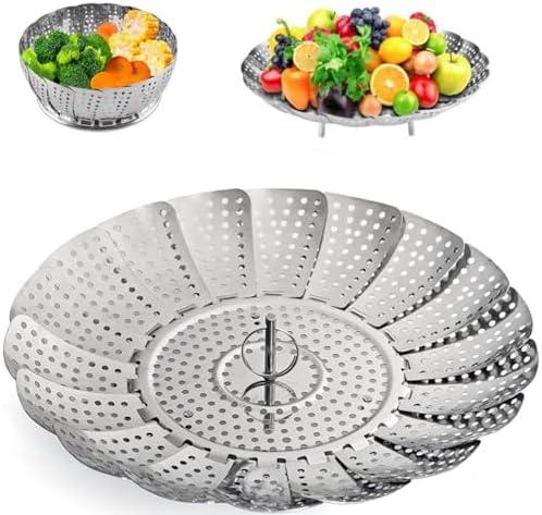 Zocy Steamer Basket, Stainless Steel Vegetable Steam Baskets for Steaming Cooking Expandable to Fit Various Size Pot (5.5" to 9.3")
