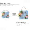 Idyllic Hello Spring Sign Wreath for Front Door, Artificial Flower Wreath with Hello Spring Wooden Sign for Farmhouse Wall Wedding Decor Window Front Porch Decor (Blue)