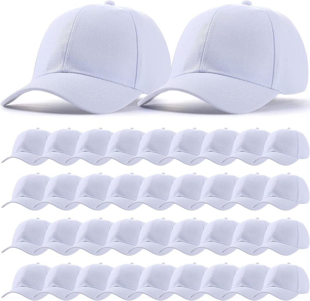 Unittype 72 Pcs Plain Baseball Caps Bulk Unisex Blank Dad Caps Adjustable Back Strap Sublimation Hats for Trucker Men Women