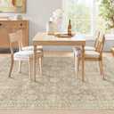 9x12 Area Rugs for Living Room: Washable Large Vintage Floral Rug Low Pile Non-Slip Boho Carpet for Bedroom Home Office Dining Room (Brown, 9'x12')