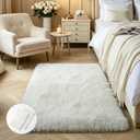 KCHOWUA Cream White Fluffy Area Rug for Girls Bedroom, 2x3 (2Pcs) Machine Washable Fuzzy Plush Carpet for Living Room, Soft Shaggy Throw Rug for Kids Dorm Room Nursery, Ivory