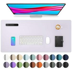 Aothia Large PU Leather Desk Pad Protector – Non-Slip Mouse Pad & Writing Mat for Office/ Home, Waterproof, Easy to Clean (Soft Lavender, 23.6" x 13.7")