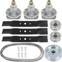 ACEBRI Deck Rebuild Kit 48 Inch for John Deere L120 L130 Replaces 3 Spindles GY20785 3 Idlers GY22172 GY22082 3 Blades GX20250 GY20568 1 Belt GX20305 GY20571