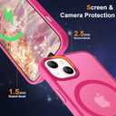 ORETECH Magnetic for iPhone 13 Case, [Compatible with Mag-Safe][2 Pcs Screen Protectors][15 FT Drop Protection], Frosted Translucent Shockproof Protective Phone Case for iPhone 13 Cover, Hot Pink