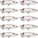 Lure Blanks,25pcs Unpainted Fishing Lures, Blank Topwater Popper Lures with Eyes, Clear Hard Baits 70mm/10.8g