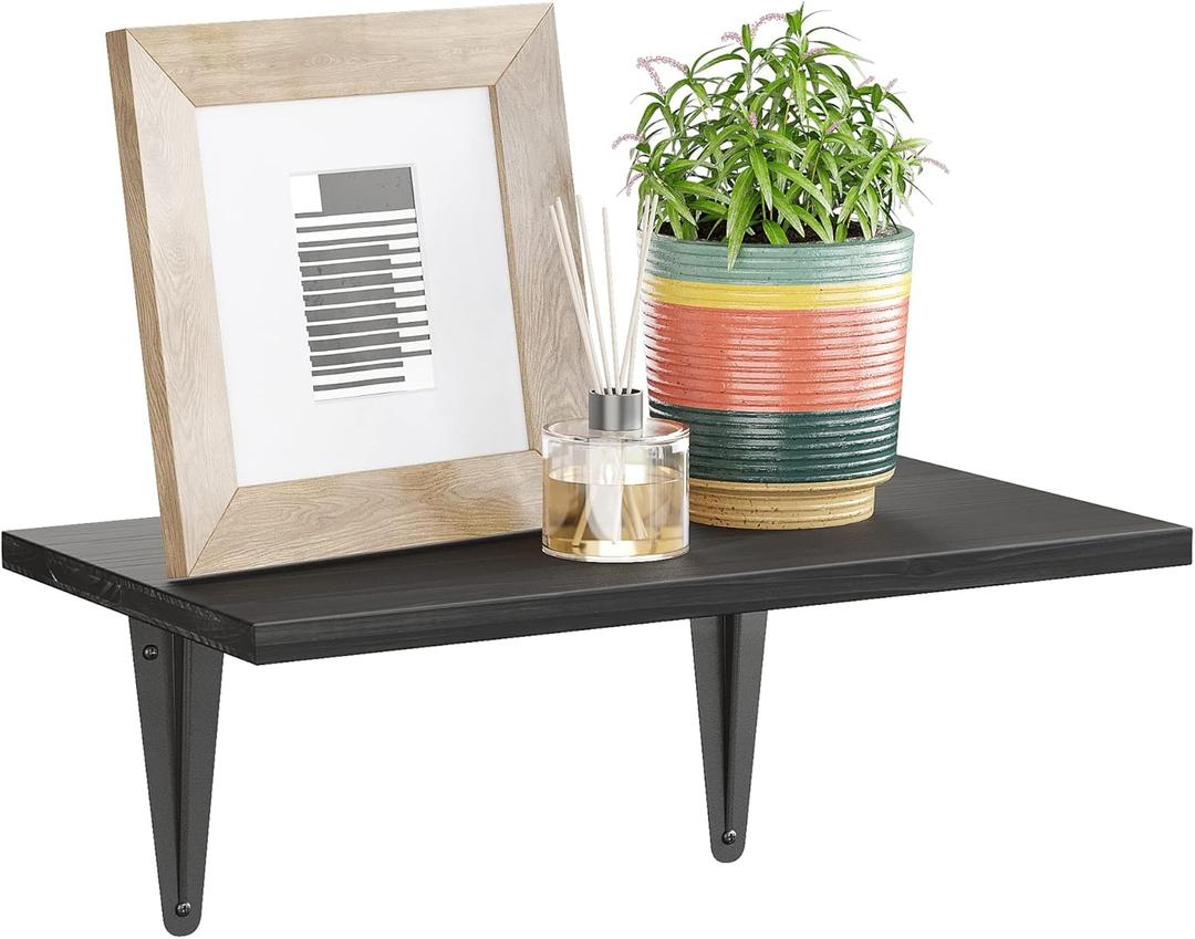 BAMFOX Black Floating Shelves Rustic Wood Wall Shelf for Bedroom, Bathroom, Living Room, Kitchen (10.5*5.8)