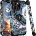 Case for iPhone 13 Pro Max Case,Marble Pattern 3 in 1 Heavy Duty Shockproof Full Body Women Men Hard PC Soft Silicone Rugged Bumper Drop Protective Case Cover for iPhone 13 Pro Max,Navy Blue