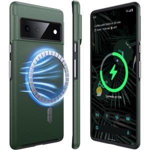 Strong Magnetic for Google Pixel 6 Pro Case Compatible with MagSafe [2024 Upgraded] [Dual Layer Heavy Duty] [Military Shockproof] Rugged Case for Google Pixel 6 Pro Phone Case Slim, Forest Green