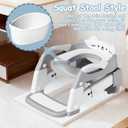 3-in-1 Baby Potty Training Seat with 2 Step Ladder, Splash Guard Anti-Slip Pad, Height Adjustable Toddler Toilet Seat with Soft Cushion for Kids Boys Girls(Grey)