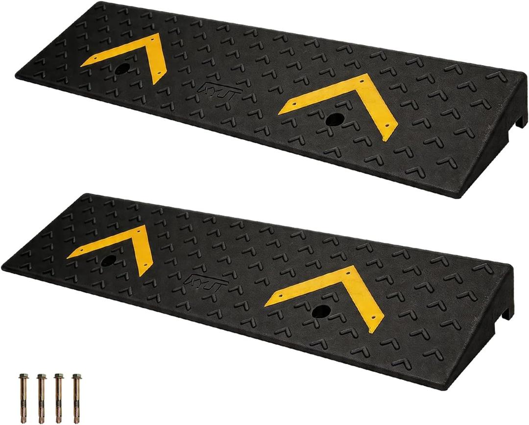 Curb Ramp 3.1" Rise Rubber Curb Ramps for Driveway Curb Ramps for Sidewalks Car Ramps Door Threshold Ramp Shed Ramps for Riding Mower 7000 LB Capacity