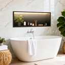 WICHEMI Stainless Steel Shower Niche 36" X 12", No Tile Needed Wall Niche with LED Light, Recessed Shower Shelf for Bathroom Storage Over Mount Installation, Matte Black (Warm White)