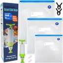 Sous Vide Bags 20pack Kit,Daarcin 3 Sizes Sous Vide Bag Kit with Pump-15 BPA Free Reusable Vacuum Sealer Bags-1 Hand Pump-2 Zipper Clips-2 Clamps for Food Storage and Sous Vide Cooking